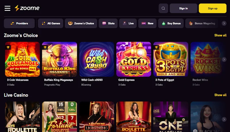 Zoome Casino games